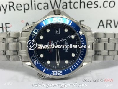 Omega Replica Watches James Bond Watch Blue Dial w/ Super Luminous