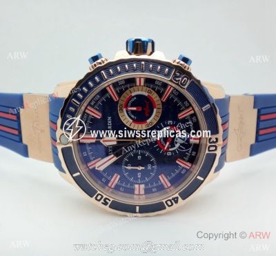 Replica Ulysse Nardin Diver Chronograph Hammerhead Shark Rose Gold Watch
