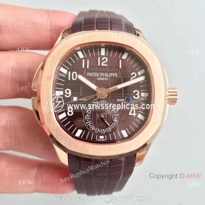Copy Swiss Patek Philippe Aquanaut Travel Time Rose Gold Brown Watch