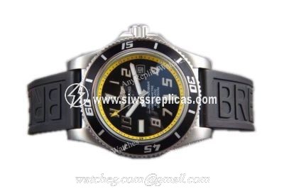 Replica Breitling Superocean Abyss Watch SS Black Yellow Inner Bezel Black Rubber