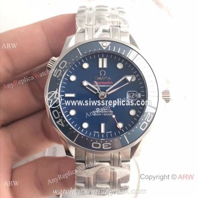 AAA Swiss Omega Seamaster James Bond Watch SS Blue Dial Blue Ceramic
