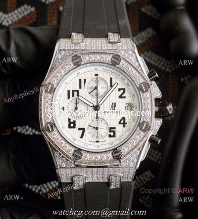 Knockoff Audemars Piguet Royal Oak Offshore Watch Iced Out White Face