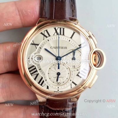 Swiss Copy Cartier Ballon Bleu Chronograph 8101 MC Watch Rose Gold