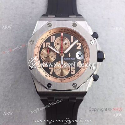 Swiss 3126 Audemars Piguet Replica Watch SS Rose Gold Inner Rubber Strap