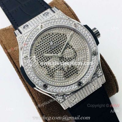 Grade 1A Hublot Classic Fusion Skull Bang Titanium Luxury Watch Swiss HUB112 Iced Out