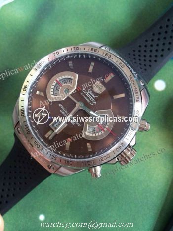 Tag Heuer Grand Carrera Calibre 17 RS3 Copy Watch Brown Face Rubber Strap