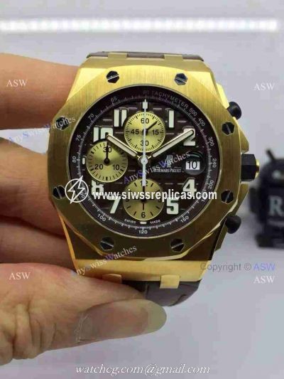 Fake Audemars Piguet Watch Black Face Yellow Gold Swiss Grade Mens