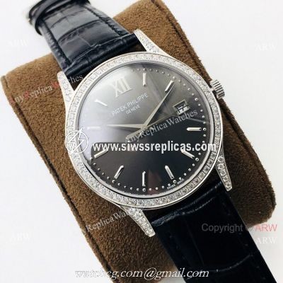 Super Clone Patek Philippe Calatrava PFF V2 Cal 9015 Watch Diamond Bezel Rhodium Dial