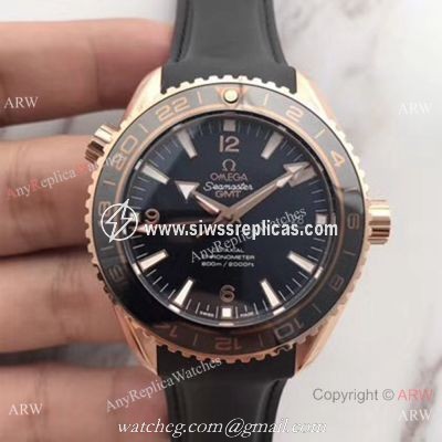New Version of Seamaster 600m GMT Black Rubber copy Watch Omega Swiss
