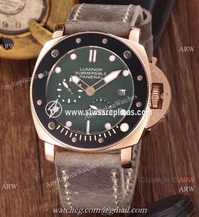 Newest Copy Panerai Luminor Submersible Power Reserve Watch Green Face