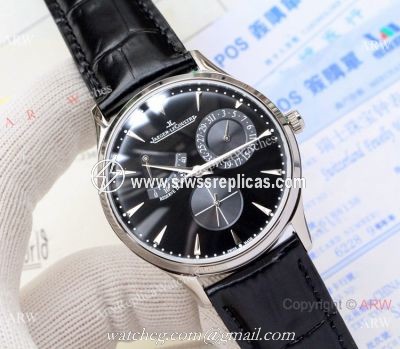 Copy Jaeger LeCoultre Master Ultra Thin Reserve de Marche Black Dial Watch