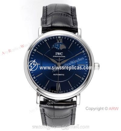 Swiss Replica IWC Portofino Blue Dial Moonphase Watch IWS Factory