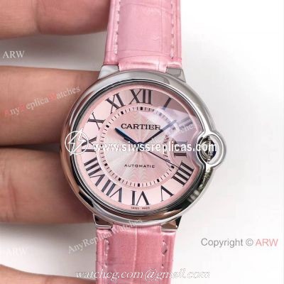 Fake Swiss Cartier Ballon Bleu Pink Watch 36mm Mid-size