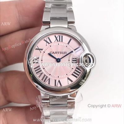 AAA Replica Ballon Bleu Cartier Quartz Watch Stainless Steel Pink Dial