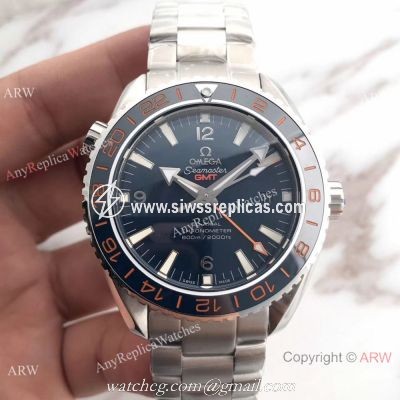 New Version Of Omega Seamaster GMT Swiss 8605 Replica Watch Dark Blue Ceramic