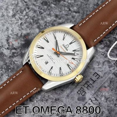 Swiss ETA 8800 Movement Omega Seamaster Superluminova Leather Strap Watch