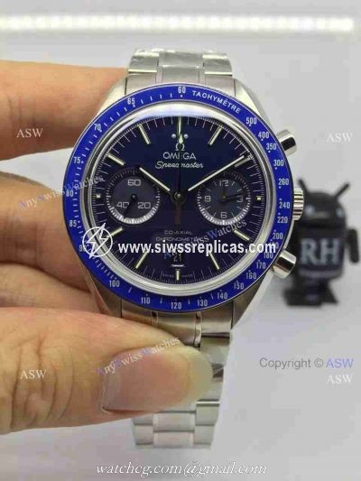 Copy Swiss Omega Speedmaster Watch SS Blue Chronograph 9300
