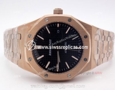 Replica Audemars Piguet Watches For Sale Royal Oak Rose Gold Black Dial Watch