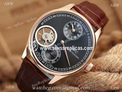 High Quality IWC Tourbillon Portuguese Watch Rose Gold Black Dial
