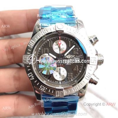 (GF)Swiss Copy Breitling Super Avenger II 7750 Stainless Steel Gray Face Watch 43mm