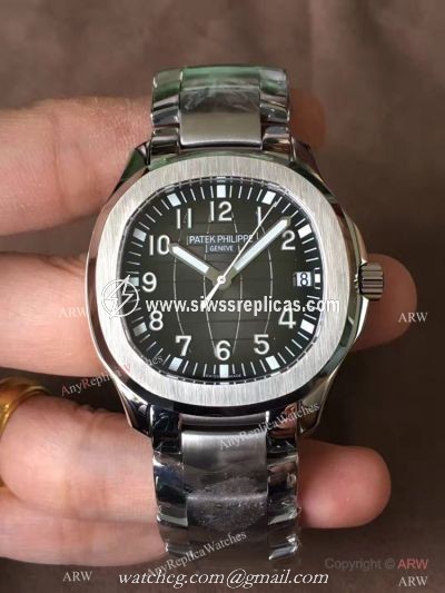 Swiss Replica Patek Philippe Aquanaut Gray Face Stainless Steel Watch