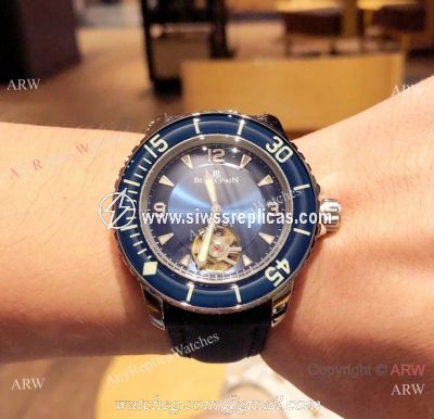 New Copy Blancpain Fifty Fathoms Tourbillon Watch SS Blue Dial SWISS QUALITY