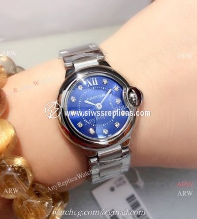 Best Quality Cartier Ballon Bleu de Quartz Watch Stainless Steel Blue Dial