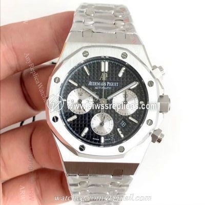 Swiss 7750 Royal Oak Audemars Piguet Replica Watch Stainless Steel Black Dial