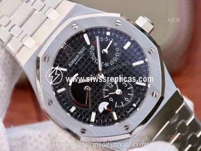 Swiss 2329 Audemars Piguet Royal Oak GMT Stainless Steel Black Dial Watch
