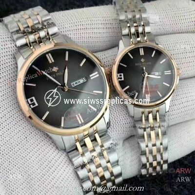 Copy Patek Philippe Calatrava 2-Tone Rose Gold Lovers Watch