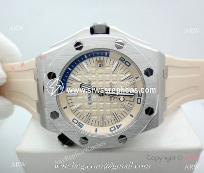 2019 New Audemars Piguet Royal Oak Offshore Diver Watches Beige Dial Beige Rubber Band