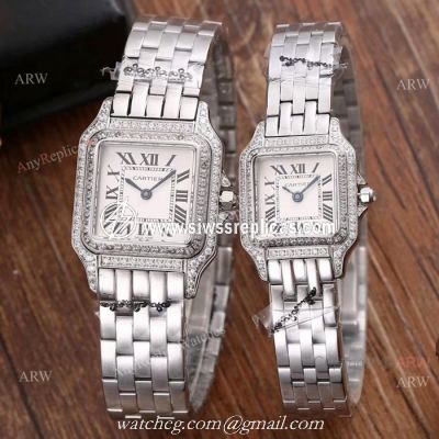 Cartier Panthere Limited Edition Stainless Steel Diamonds Replica Watch