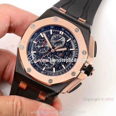 Fake Audemars Piguet Royal Oak Offshore Watch Black Case Rose Gold Bezel