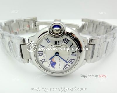 Cartier Ballon Bleu Moon psase Ladies 26mm Watch Stainless Steel