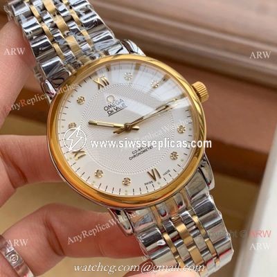 New Style Omega DeVille Automatic Watches Two Tone White Face