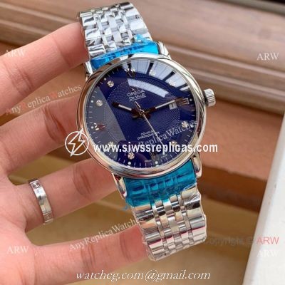 Omega De Ville Stainless Steel Blue Dial Replica Watches 41mm