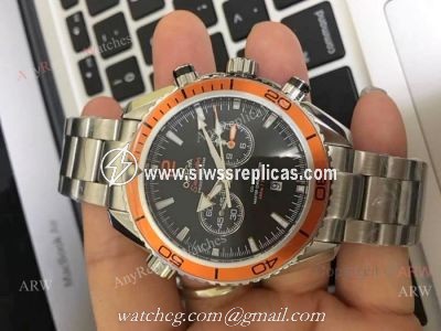Omega Seamaster 600m Chronograph Watches SS Orange Unidirectional Bezel