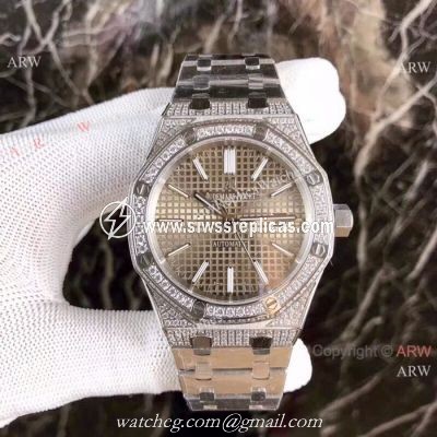 Fake Audemars Piguet Royal Oak Diamond Watches Stainless Steel Champagne Face