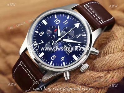 Replica IWC Pilots Chronograph Spitfire Dark Blue Dial Watch at Anyreplicawatch