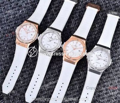 2019 Replica Hublot Classic Fusion Watches SS White Gummy Strap