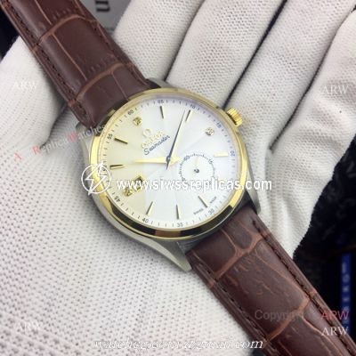New Omega seamaster 41mm watches Gold Bezel Brown Leather Band