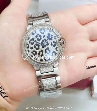 Fake Cartier Ballon Bleu Stainless Steel Leopard Watch 36mm