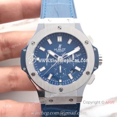 Swiss Grade Knock off Hublot Big Bang 4100 watch SS Blue Gummy Strap