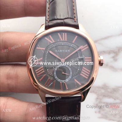 Drive De Cartier WGNM0003 Rose Gold Black Roman Watch Swiss Replica