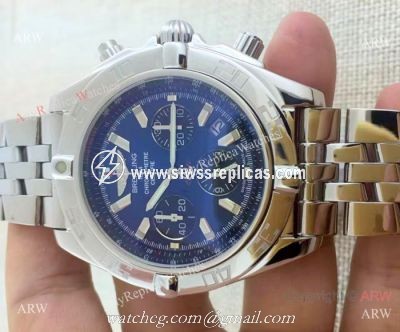 Breitling Chronomat B01 Watches Stainless Steel Dark Blue Dial