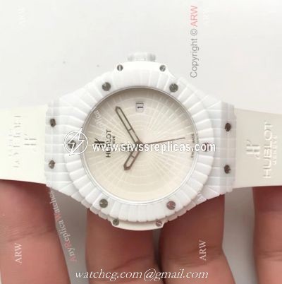 Swiss 9015 Hublot Big Bang Tutti Frutti Caviar White Rubber Strap Watches 45mm