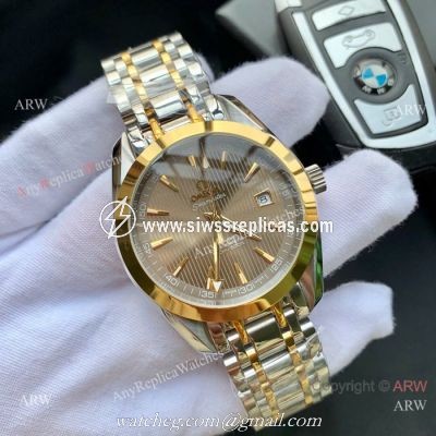 Omega Seamaster Aqua Terra Two Tone Gray Face Watches 42mm AAA Copy