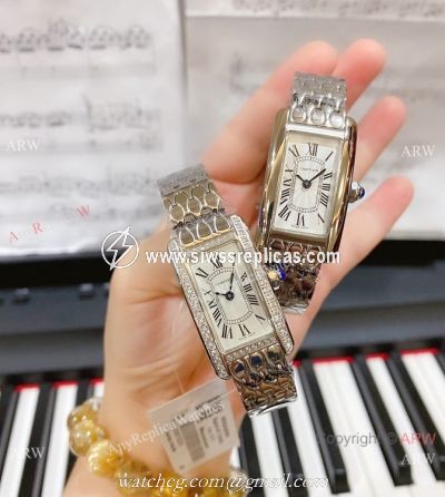 2020 Copy Cartier Tank AmEricaine Stainless Steel Watch Small