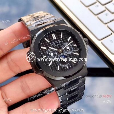 Clone Patek Philippe Nautilus Annual Calendar Watches 41mm All Black