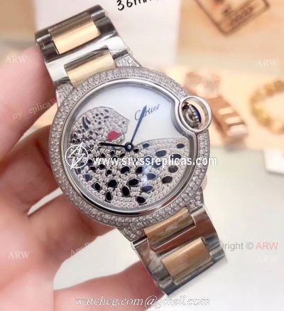Best Replica Cartier Ballon Bleu Mens Diamond Watch Two Tone